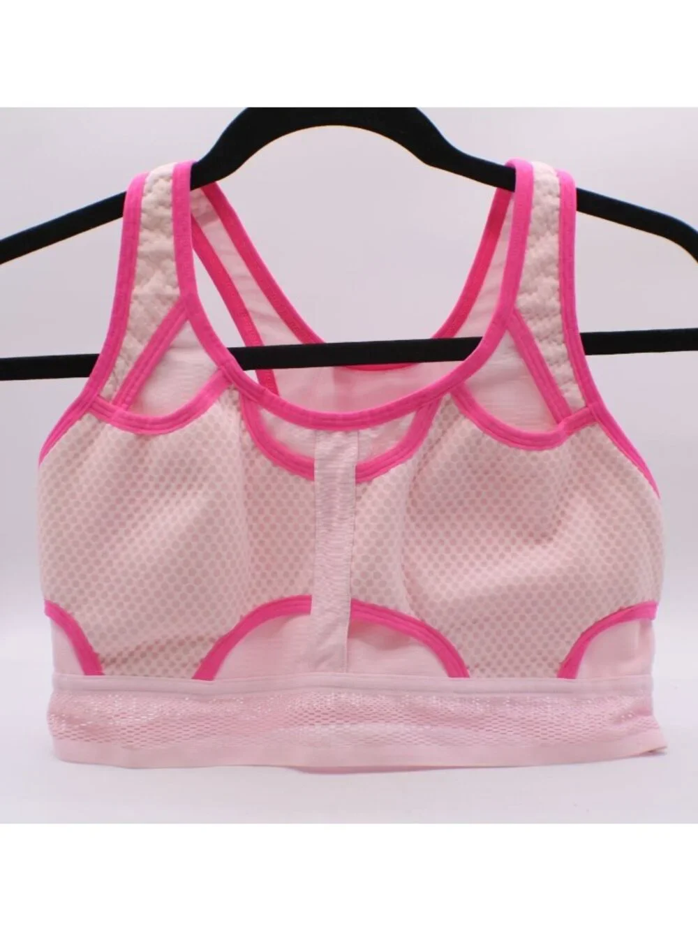 Nike Size L Pink Swoosh UltraBreathe Med Support Sports Bra Mesh Panels Athletic